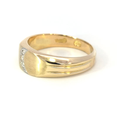 Bague en or jaune 18 carats pour homme en forme de croissant de lune