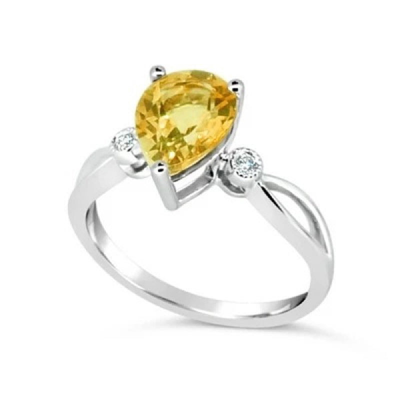 9ct White Gold Citrine & Diamond Set Ring Citrine=1.78ct TDW=0.04ct