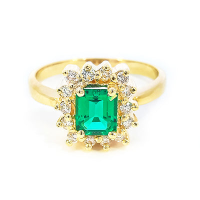 Pre-Loved 18ct Yellow Gold Biron Emerald & Diamond Ring