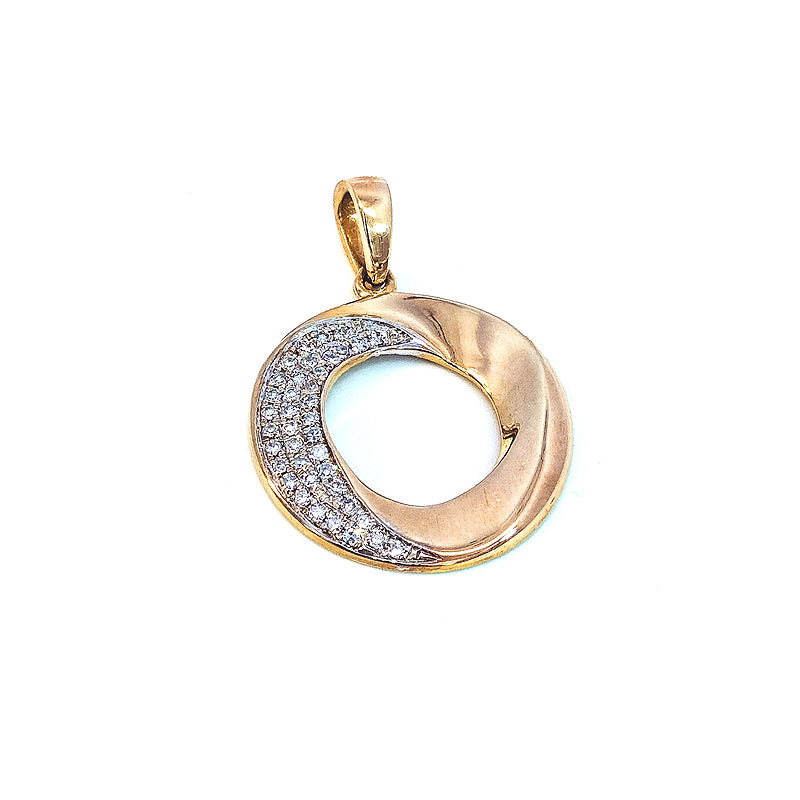 9ct Yellow Gold Pave-set Diamonds Circle Pendant Only TDW=0.14ct H-I/Si3 Chains available separately.