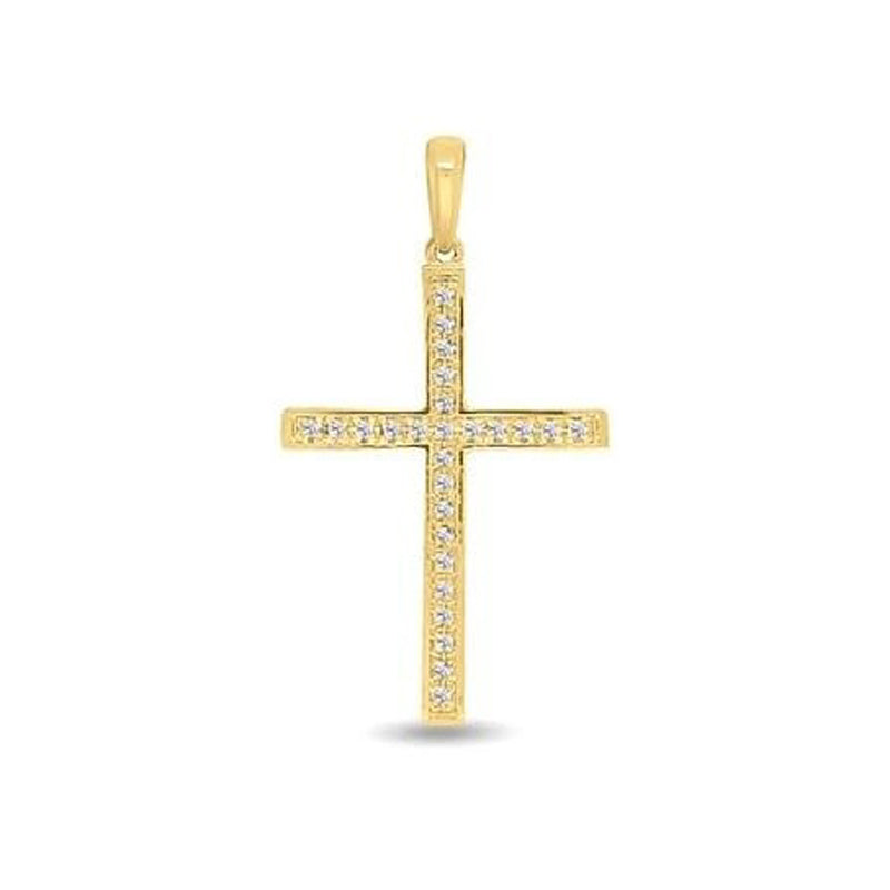 9ct Yellow Gold Diamond Set Cross TDW=0.09ct H-I/Si3