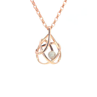 9ct Rose Gold Fancy Cage Pendant with Diamonds9ct Rose Gold Fancy Cage Pendant with Diamond Set Disc