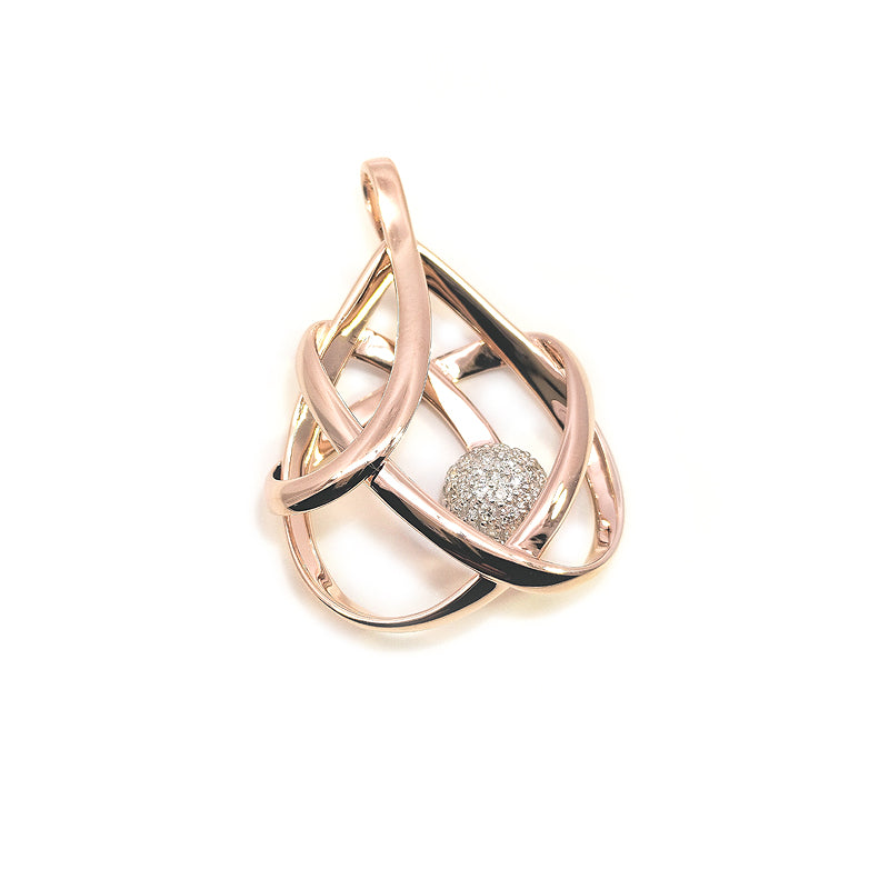 9ct Rose Gold Fancy Cage Pendant with Diamond Set Disc