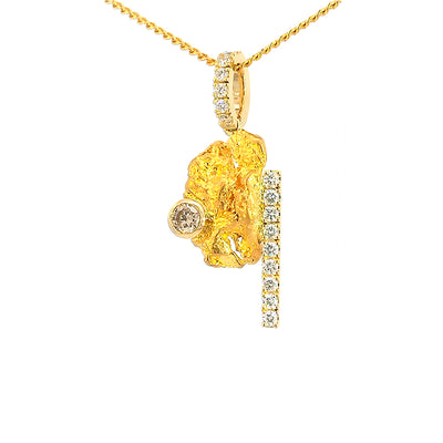 18ct Australian Gold Nugget Pendant set with Argyle Diamonds