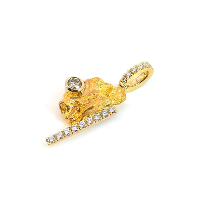 18ct Australian Gold Nugget Pendant set with Argyle Diamonds