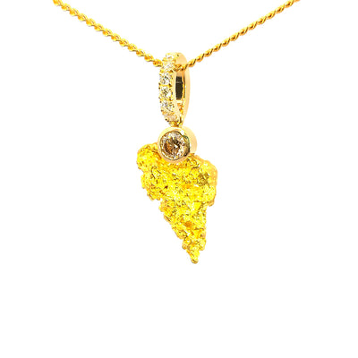 18ct Australian Gold Nugget Pendant set with Argyle Diamonds