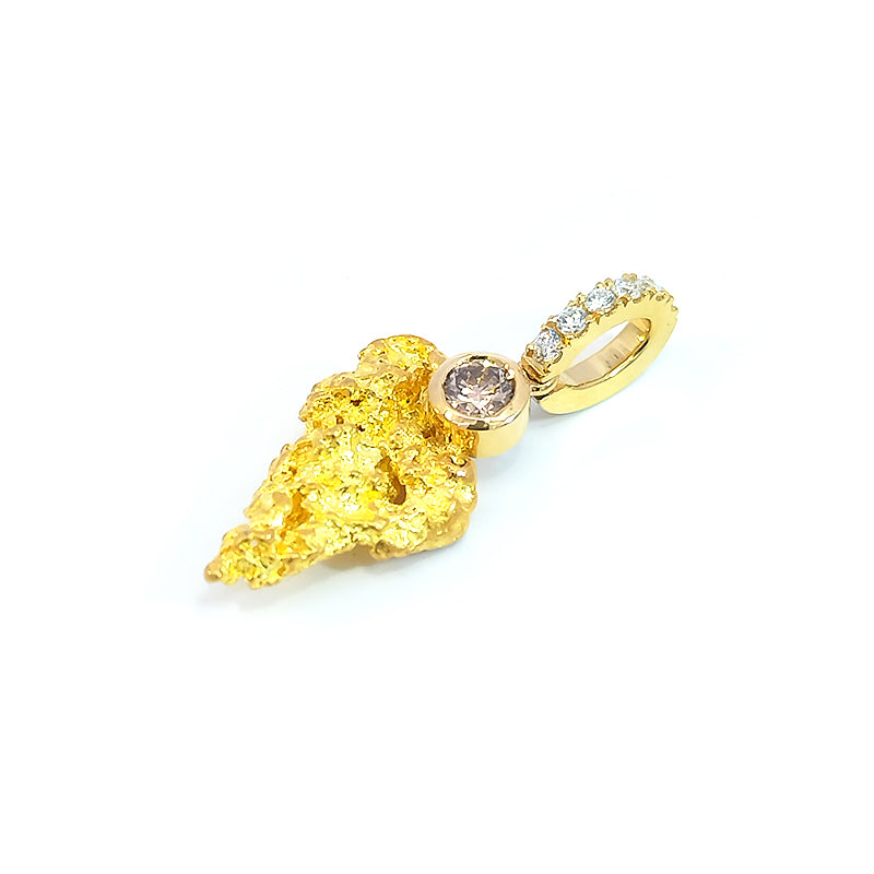 18ct Australian Gold Nugget Pendant set with Argyle Diamonds