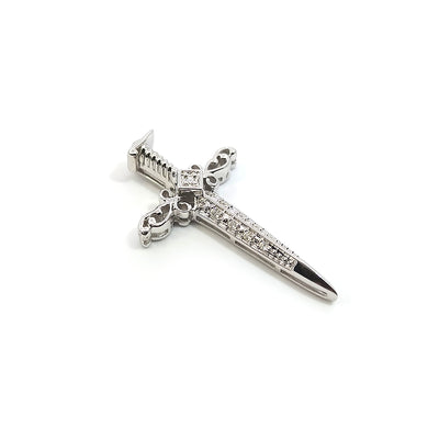 9ct White Gold Diamond-set Dagger Cross Pendant