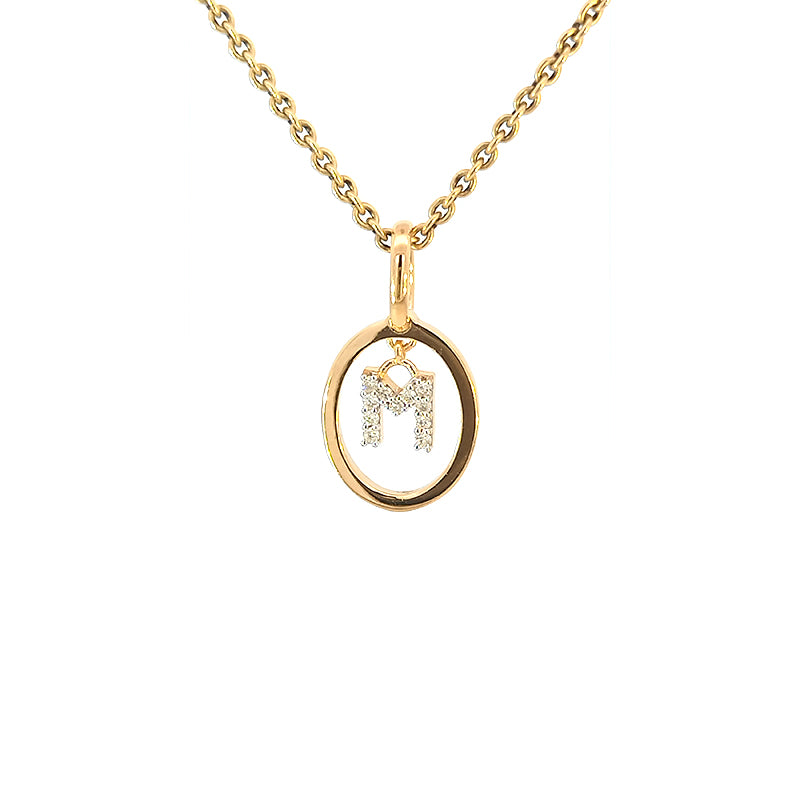 18ct Yellow Gold Diamond-set Initial "M" Pendant