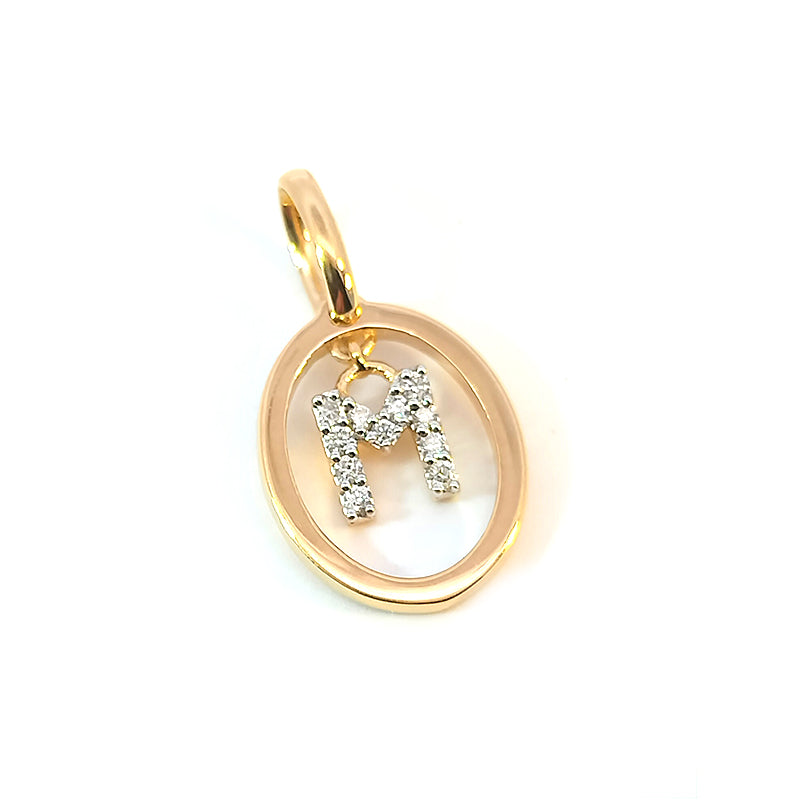 18ct Yellow Gold Diamond-set Initial "M" Pendant