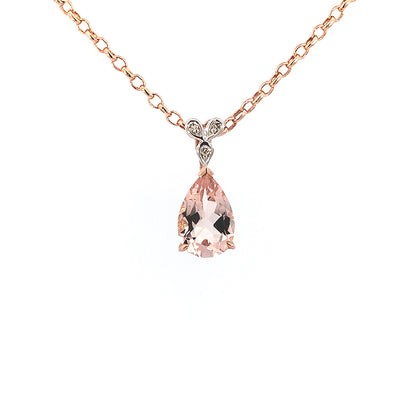 Pendente in morganite e diamanti 9R MO=1,10 ct TDW=0,015 ct