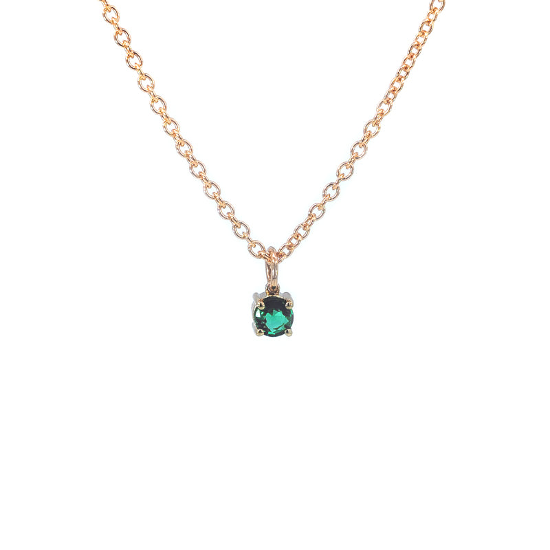 9ct Yellow Gold Claw-set Natural Emerald Pendant complete with Chain Emerald = 0.28cts