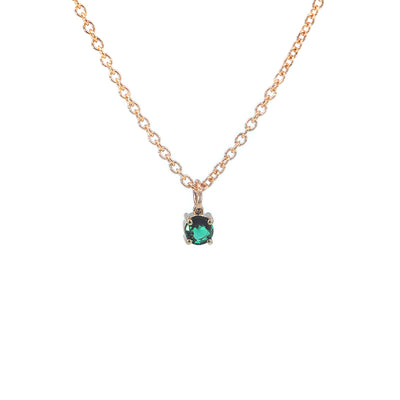 9ct Yellow Gold Claw-set Natural Emerald Pendant complete with Chain Emerald = 0.28cts