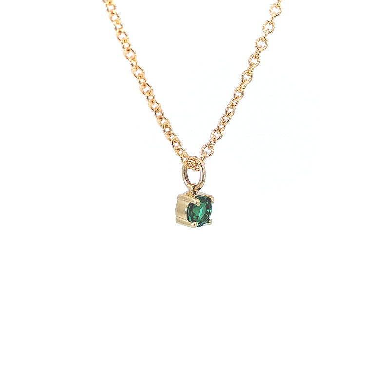 9ct Yellow Gold Claw-set Natural Emerald Pendant complete with Chain Emerald = 0.28cts