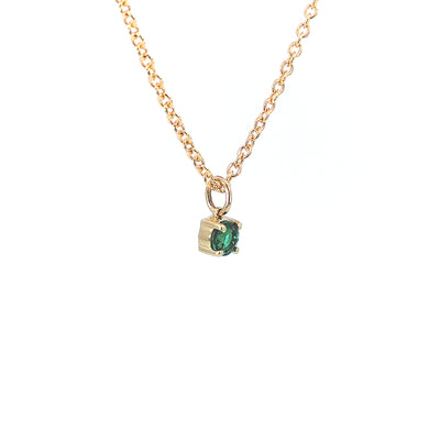 9ct Yellow Gold Claw-set Natural Emerald Pendant complete with Chain Emerald = 0.28cts