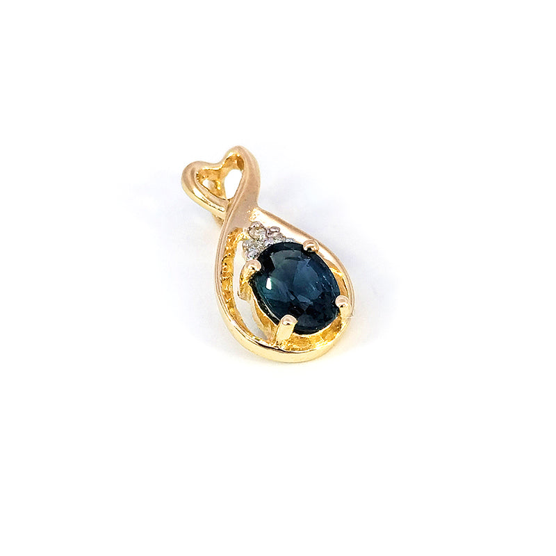 9ct Yellow Gold Sapphire and Diamond Pendant Only Chains available separately.