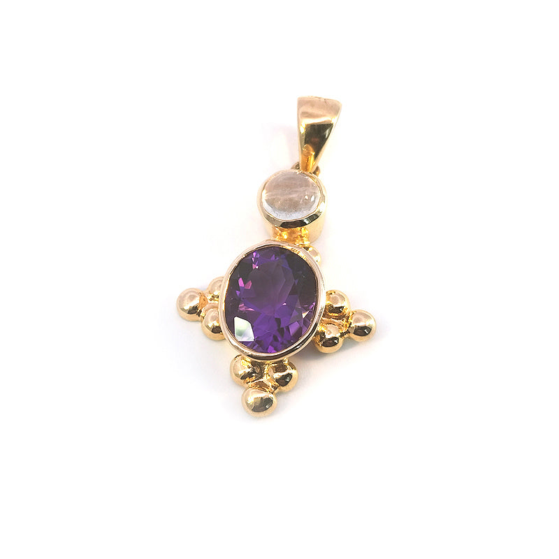 9ct Yellow Gold Amethyst + Moonstone Pendant Chains available separately.