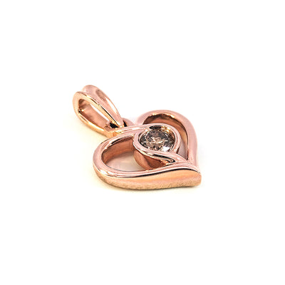 9ct Rose Gold Infinity Heart Pendant with Australian Chocolate Diamond