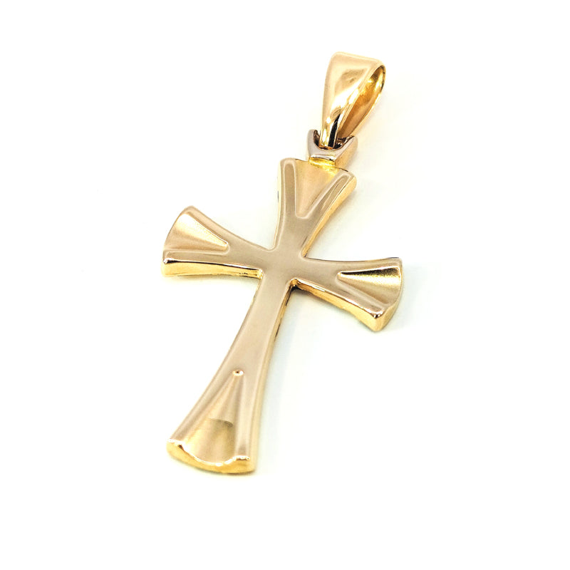 18ct Yellow Gold Frosted Flared Cross