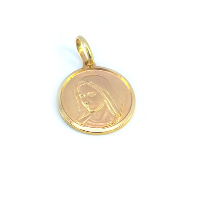 Pendentif médaillon Maddona en or jaune 9 carats