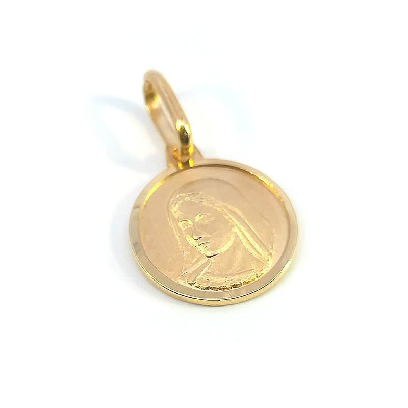 Pendentif médaillon Madonna en or jaune 18 carats 12 mm