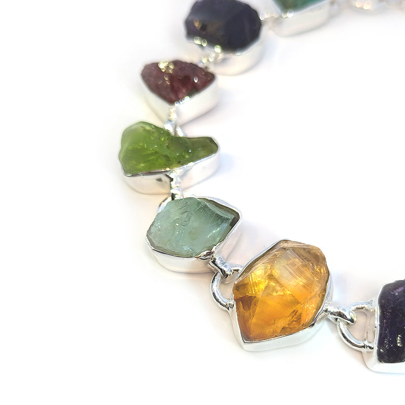 Sterling Silver Rough Gemstone Bracelet