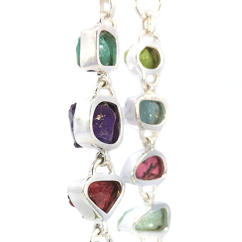 Sterling Silver Rough Gemstone Bracelet