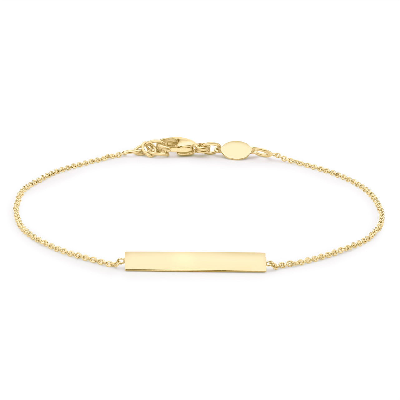 9ct Yellow Gold Solid Horizontal Bar Bracelet 18+1cm
