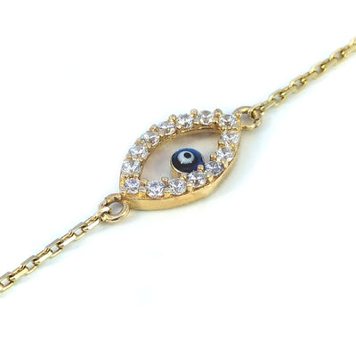 9ct Yellow Gold CZ-set Evil Eye Bracelet