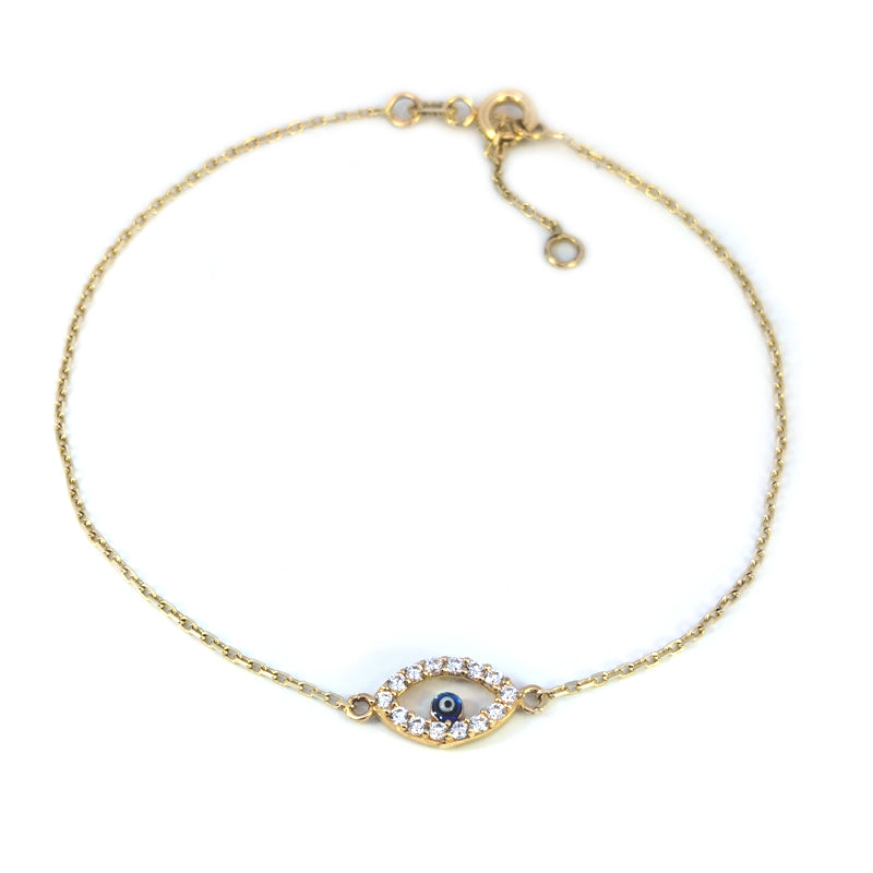 9ct Yellow Gold CZ-set Evil Eye Bracelet