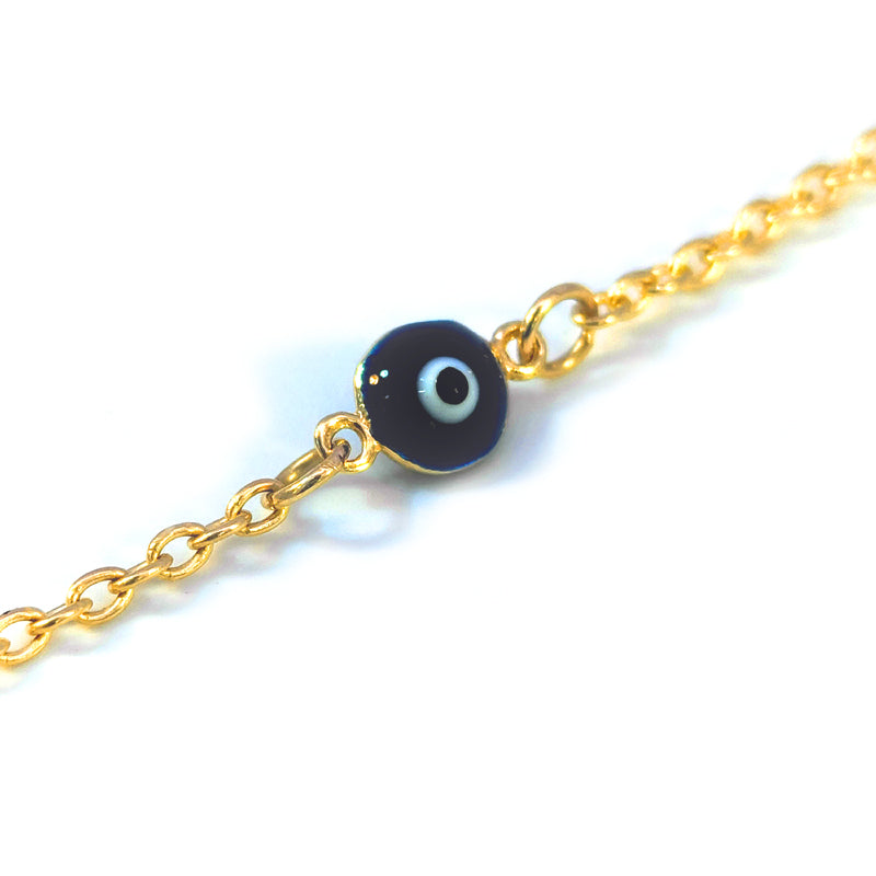 9ct Yellow Gold Evil Eye and Disc Bracelet