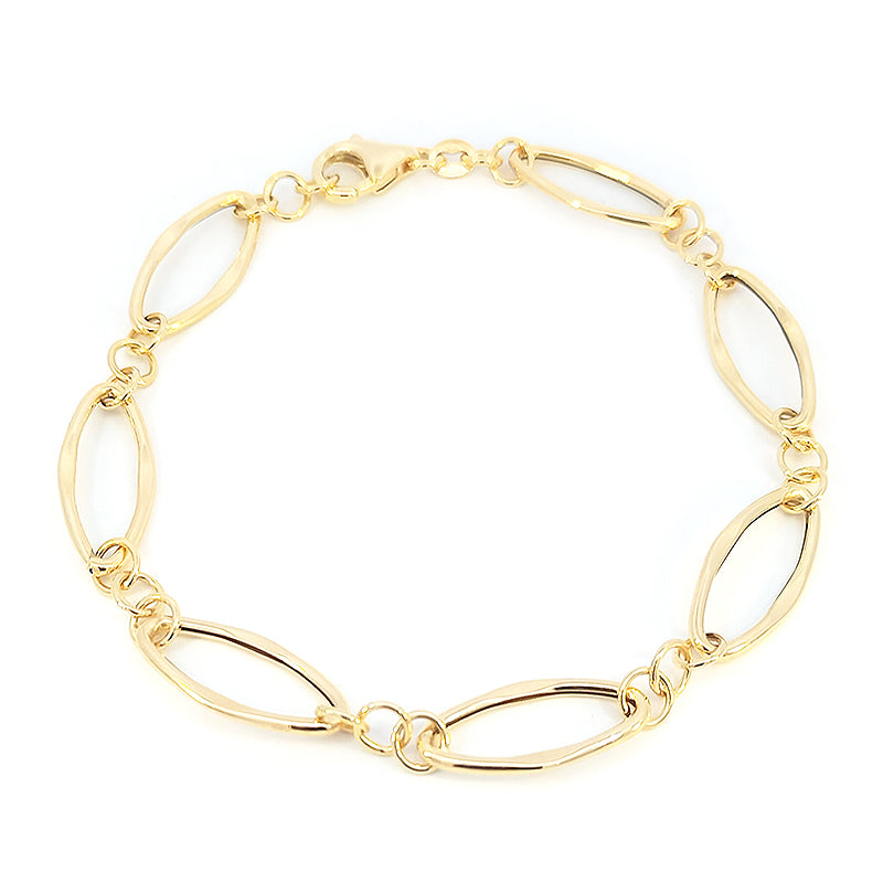 18ct Yellow Gold Elongated Diamond Shape Link Bracelet