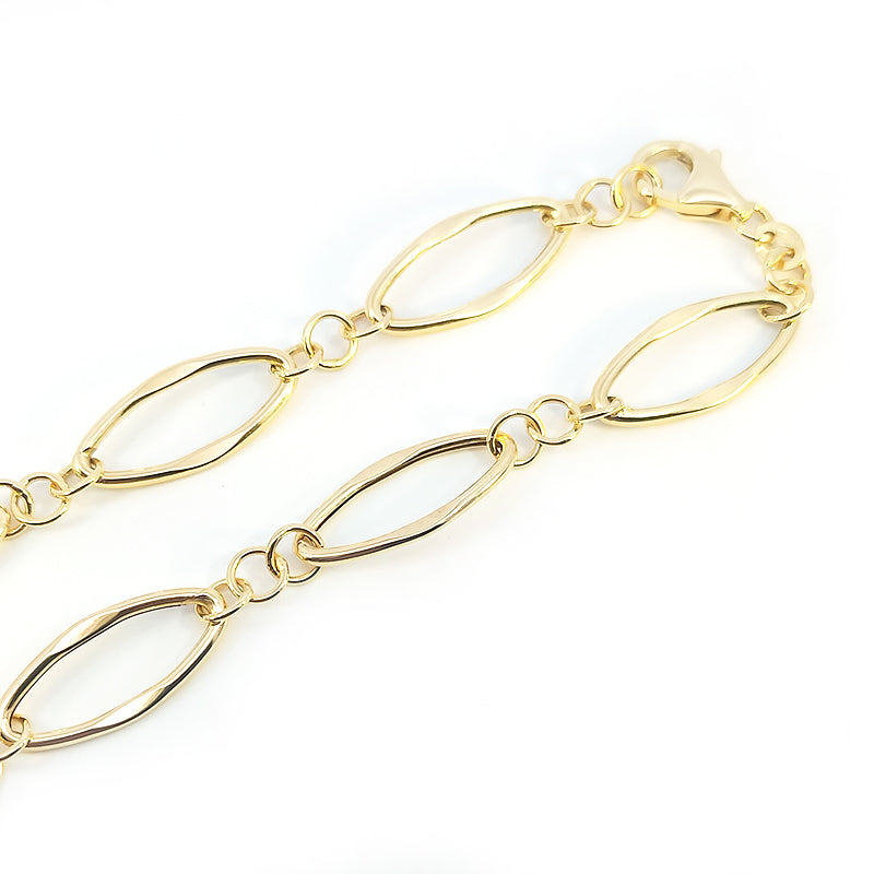 18ct Yellow Gold Elongated Diamond Shape Link Bracelet