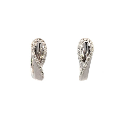 9ct White Gold Diamond-set Huggie Earrings TDW=0.22ct G/Si with easy to use leverbacks.