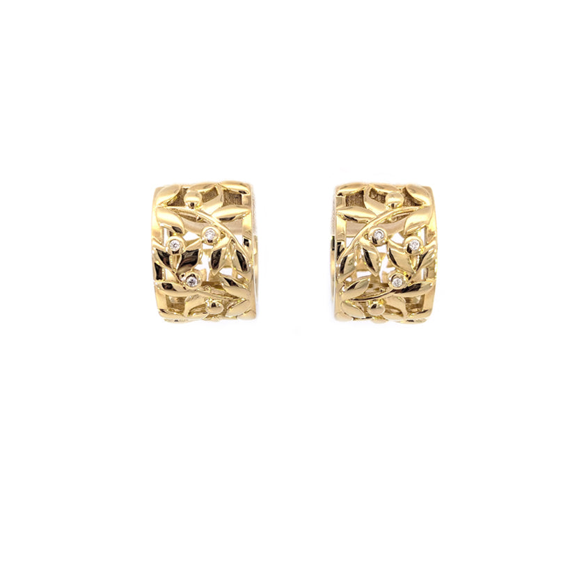 9ct Yellow Gold Diamond-set Hinged Huggie Earrings Ask about the matching ring and pendant. TDW=0.033ct G/Si