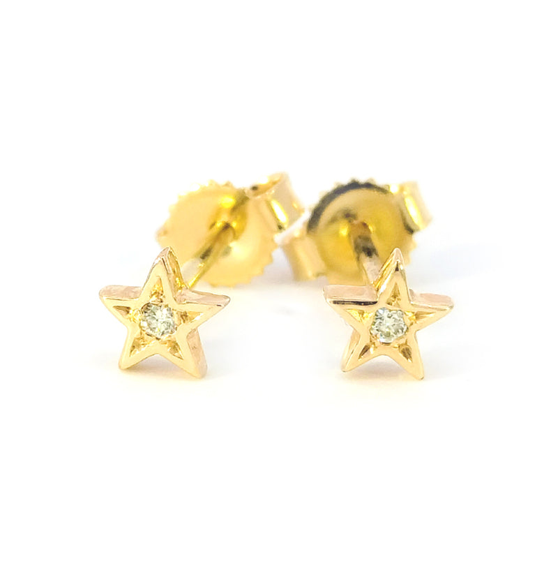 18ct Yellow Gold Diamond-set Star Stud Earrings