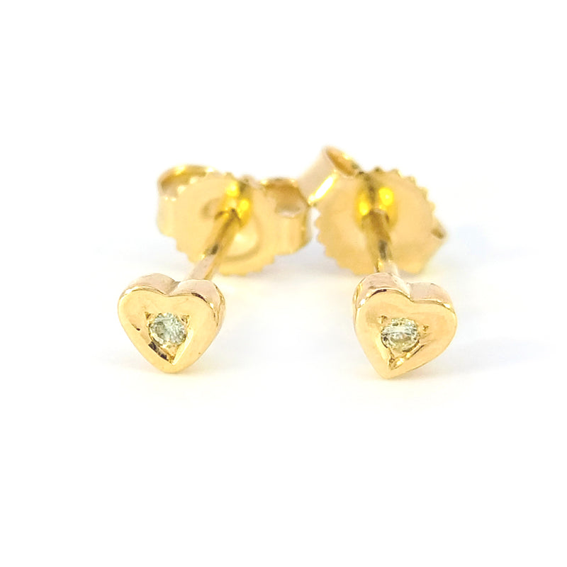 18ct Yellow Gold Diamond-set Heart Stud Earrings