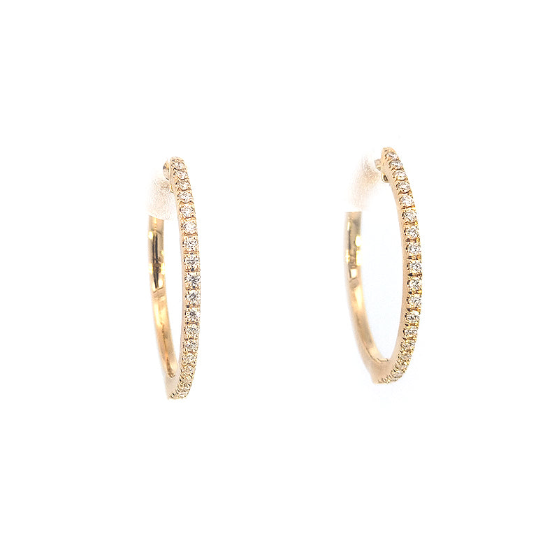 18ct Yellow Gold 20mm Diamond-set Huggie Earrings