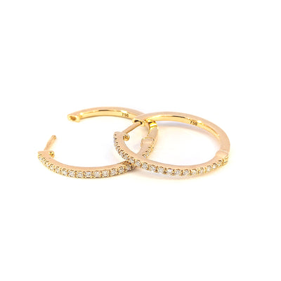 18ct Yellow Gold 20mm Diamond-set Huggie Earrings