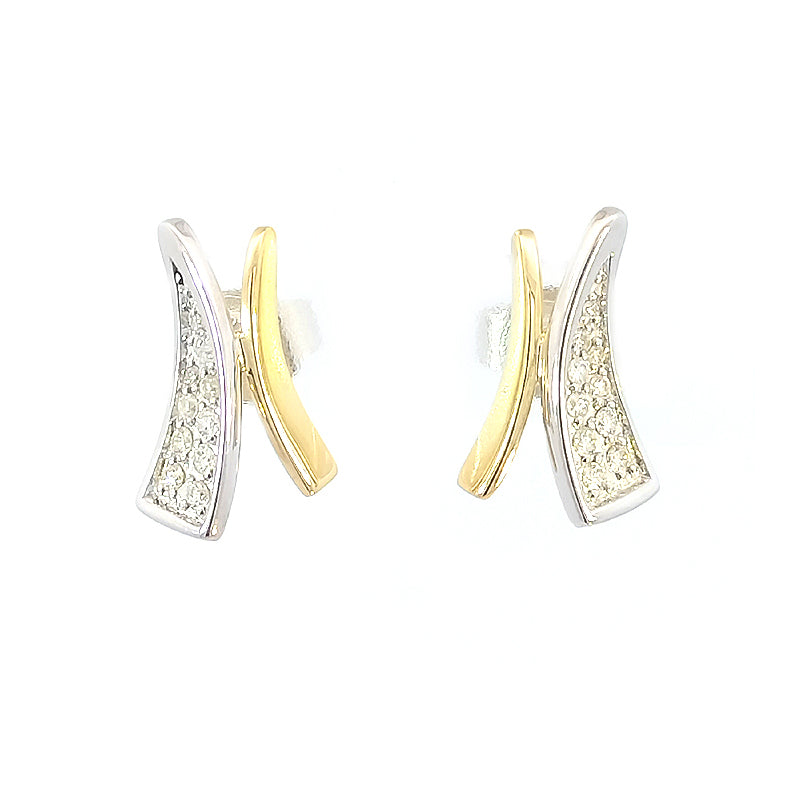 9ct Yellow & White Gold Diamond-set Stud Earrings