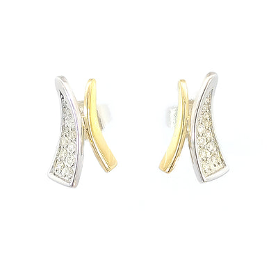 9ct Yellow & White Gold Diamond-set Stud Earrings