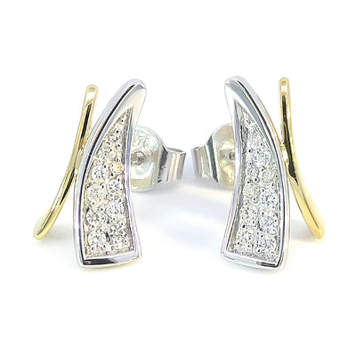 9ct Yellow & White Gold Diamond-set Stud Earrings