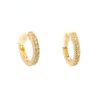 Mini-boucles d'oreilles créoles serties de diamants en or jaune 9 carats