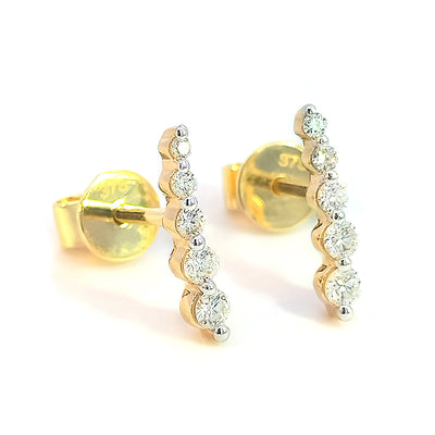 9ct Yellow Gold Graduated Diamond Stud Earrings