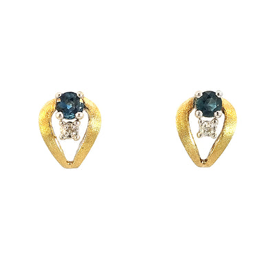 Pre-Loved 18ct Yellow Gold Sapphire & Diamond Stud Earrings