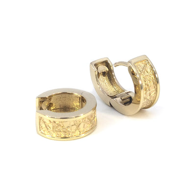 9ct Yellow Gold Textured Huggies