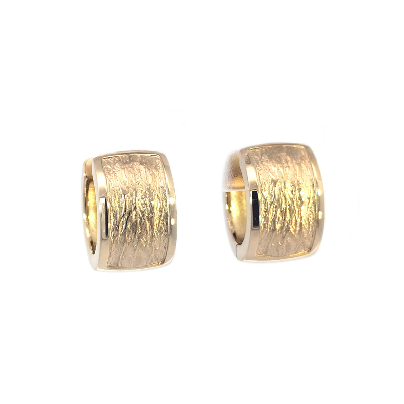 9ct Yellow Gold Patterned Hinged Huggie Earrings