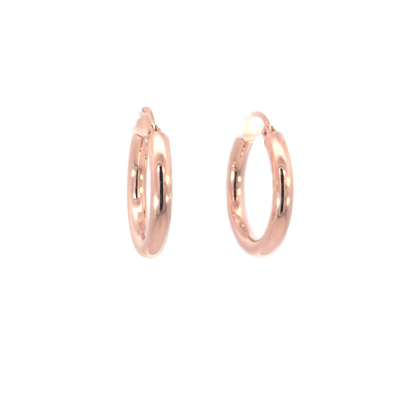 9ct Rose Gold 20mm Hoop Earrings 3mm wide, 1.37g Made in Italy