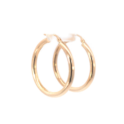 9ct Yellow Gold 30mm Hoop Earrings 3mm wide, 1.9g Made in Italy