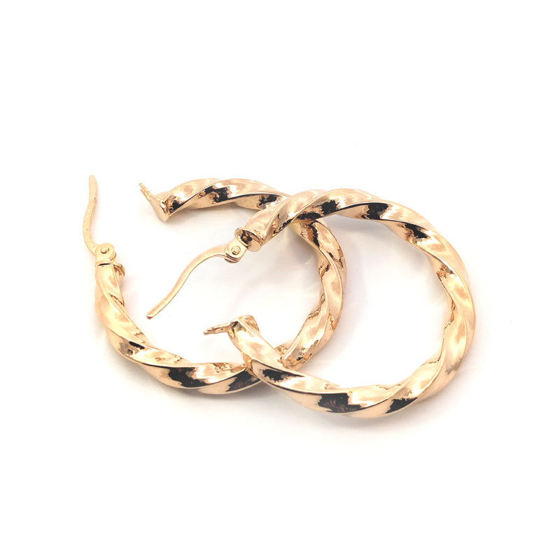 9ct Yellow Gold 26mm Twisted Hoop Earrings